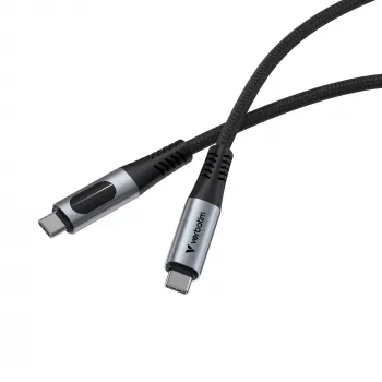 Verbatim Sync & Charge USB C to USB C 100W Display 120 cm, 1.2 m, USB C, USB C, USB 2.0, 0.48 Gbit/s, Must