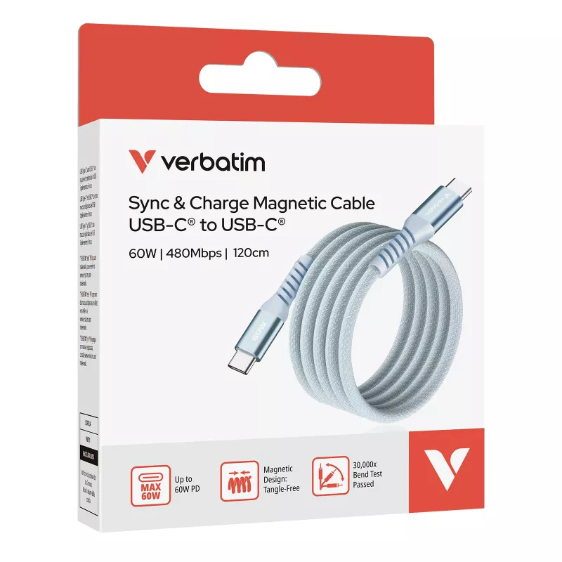 Verbatim Sync & Charge Magnetiline Kaabel - 60W USB-C - USB-C 120 cm Sinine