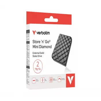 Verbatim Store 'n' Go Mini Diamond USB-C 2TB Must, 2 TB, USB USB-C, 3.2 Gen 2 (3.1 Gen 2), 1000 MB/s, Must