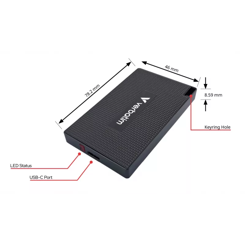 Verbatim Metal Mini SSD USB-C 3.Gen 2 512 GB, 512 GB, USB USB-C, USB 3.2 Gen 2x2, 2000 MB/s, 10 Gbit/s, Hall