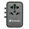 Verbatim UTA-05 65W GaN III universaalne reisiadapter 2 x USB-C PD & QC 4+ ja 2 x USB-A pordiga