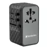 Verbatim UTA-06 100W GaN III universaalne reisiadapter 2 x USB-C PD & QC 4+ ja 2 x USB-A QC 3.0 pordiga