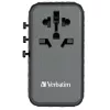 Verbatim UTA-06 100W GaN III universaalne reisiadapter 2 x USB-C PD & QC 4+ ja 2 x USB-A QC 3.0 pordiga