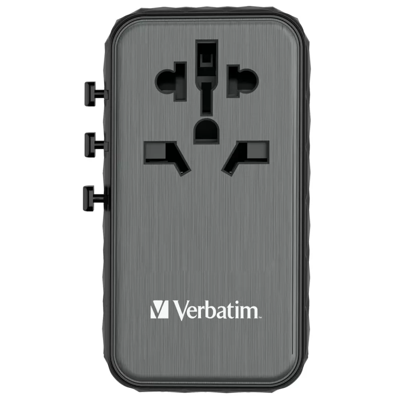 Verbatim UTA-06 100W GaN III universaalne reisiadapter 2 x USB-C PD & QC 4+ ja 2 x USB-A QC 3.0 pordiga
