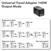 Verbatim UTA-10 140W GaN III universaalne reisiadapter kahe USB-C PD 3.1 ja QC 4+, ühe USB-C PD 3.0 ja ühe USB-A QC 3.0 pordiga