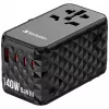 Verbatim UTA-10 140W GaN III universaalne reisiadapter kahe USB-C PD 3.1 ja QC 4+, ühe USB-C PD 3.0 ja ühe USB-A QC 3.0 pordiga
