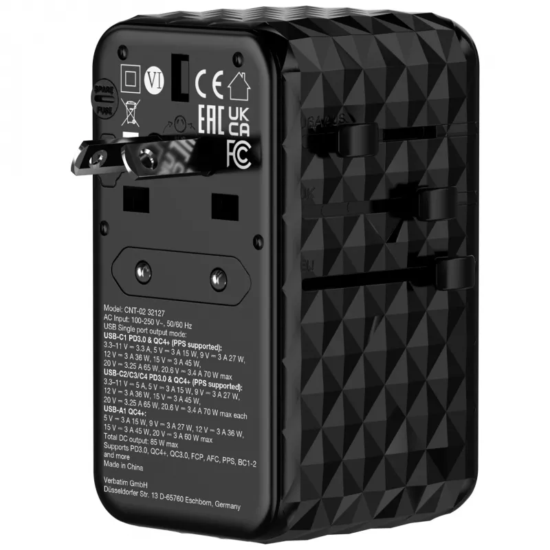 Verbatim Charge 'n' Travel Diamond 85W sissetõmmatava kaabliga CNT-02