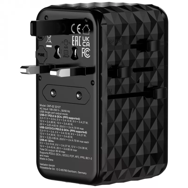 Verbatim Charge 'n' Travel Diamond 85W sissetõmmatava kaabliga CNT-02