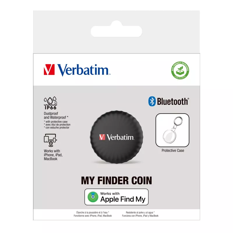 Verbatim My Finder Coin, Isiklik, Jälgija, Must, Tolmukindel, Veekindel, IP66, CR2032