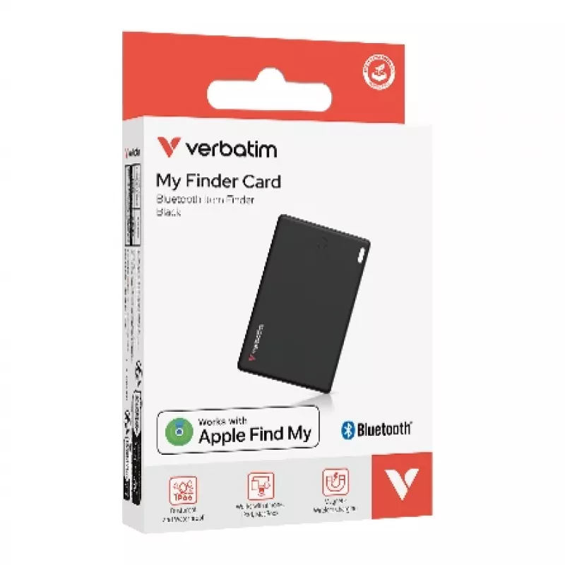 Verbatim My Finder Card Bluetooth esemeotsija 1 tk Must, Isiklik, Otsija, Must, Tolmukindel, Veekindel, IP66, 1440 h