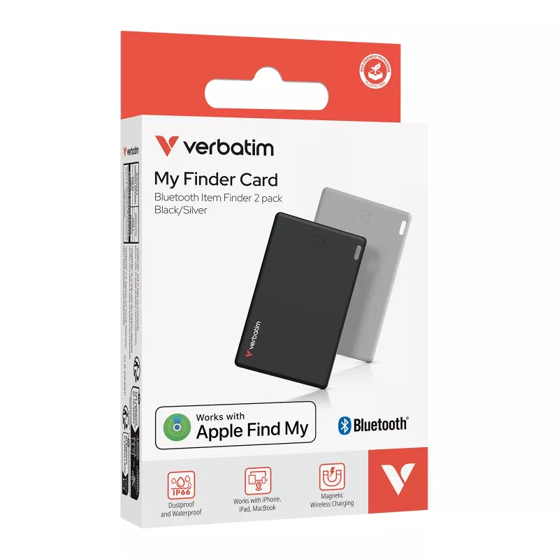 Verbatim My Finder Card Bluetooth esemete otsija, 2 komplektis, must/hõbedane