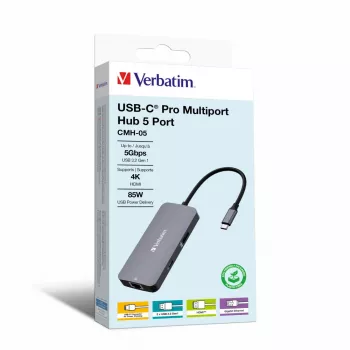 Verbatim CMH-05 USB USB-C 5000 Mbit/s Hõbedane