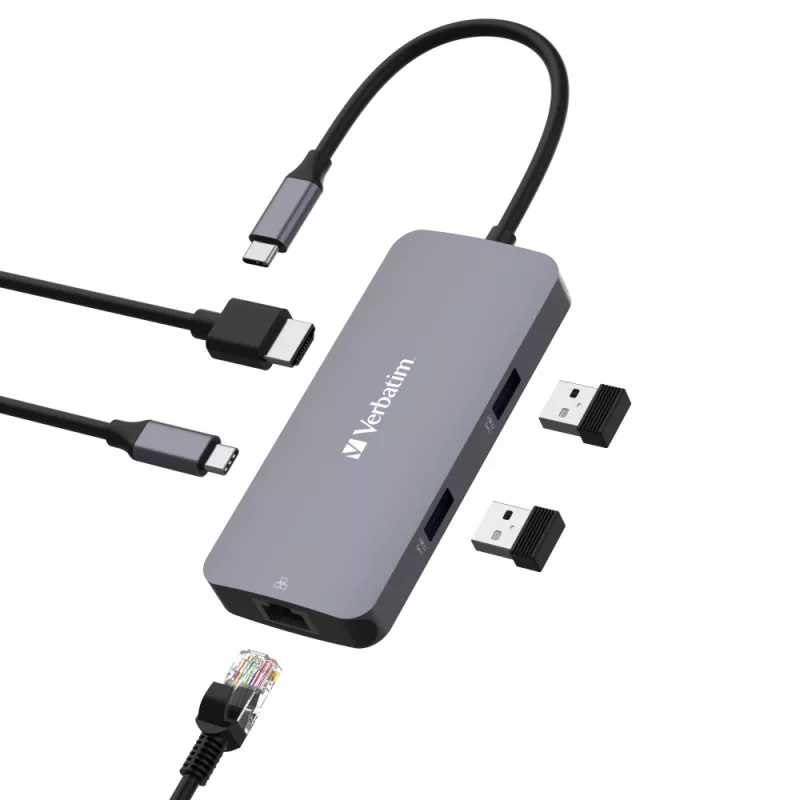Verbatim CMH-05 USB USB-C 5000 Mbit/s Hõbedane