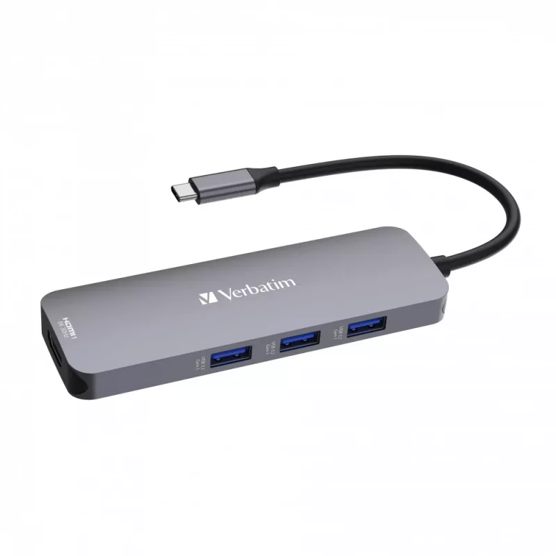 Verbatim CMH-08 USB USB-C 5000 Mbit/s Hõbedane