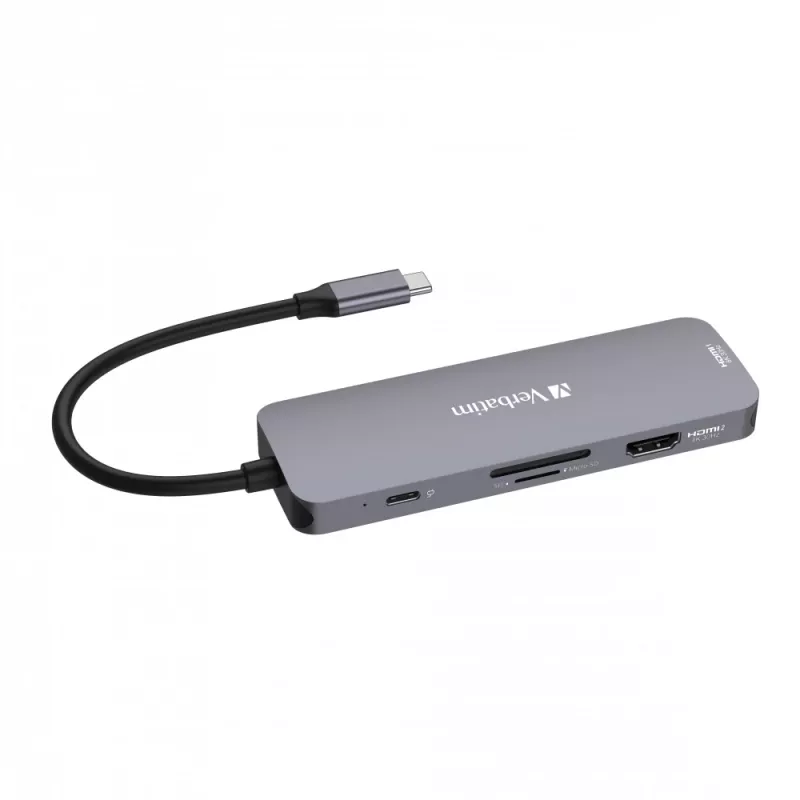 Verbatim CMH-08 USB USB-C 5000 Mbit/s Hõbedane
