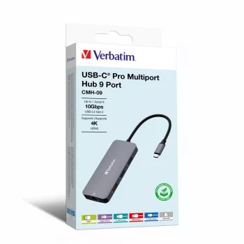 Verbatim CMH-09 USB USB-C 10000 Mbit/s Hõbedane