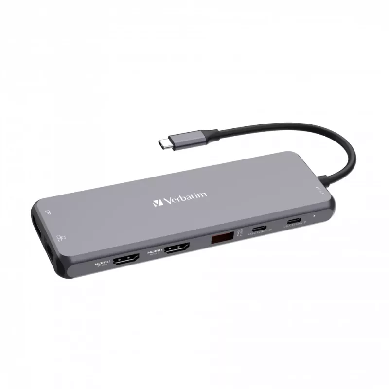 Verbatim CMH-13 USB USB-C jaotur 10000 Mbit/s hõbedane