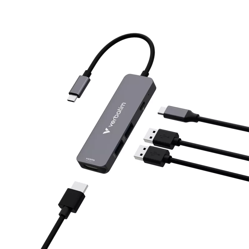 Verbatim USB-C Essentials Multijaotur, 4 porti: HDMI, USB-C PD, USB-A 3.2 Gen 1, USB-A