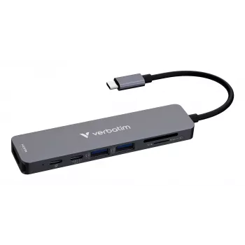 Verbatim USB-C Essentials Multiport Hub 7 porti: HDMI, USB-C, USB-C 3.2 Gen 1, 2 x USB-A 3.2 Gen 1, SD ja microSD