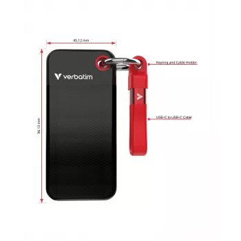 Verbatim Pocket SSD USB 3.2 Gen 2 1TB Must/Punane