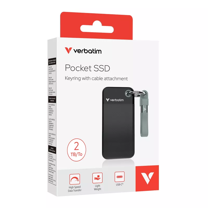 Verbatim Pocket SSD USB 3.2 Gen 2 2TB must/hall, 2 TB, USB USB-C, 3.2 Gen 2 (3.1 Gen 2), 1000 MB/s, 10 Gbit/s, Must, Hall