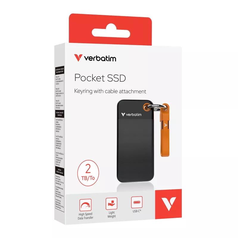 Verbatim Pocket SSD USB 3.2 Gen 2 2TB Must/oranž