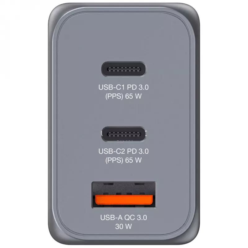 Verbatim GNC-65 GaN Charger 65W koos 2 x USB-C PD 65W / 1 x USB-A QC 3.0 (EU/UK/US)