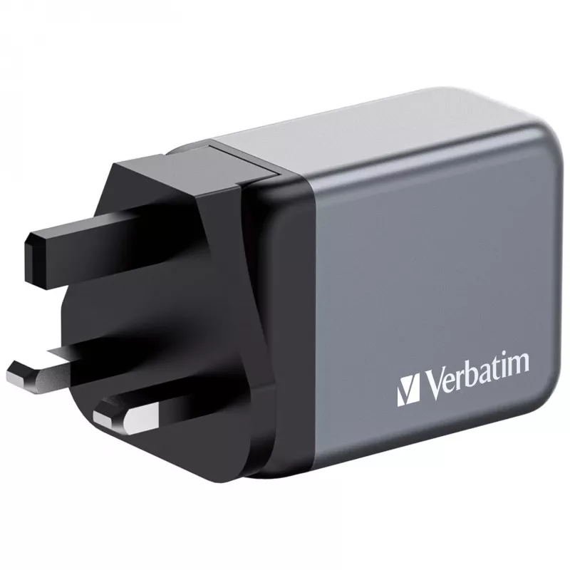 Verbatim GNC-65 GaN Charger 65W koos 2 x USB-C PD 65W / 1 x USB-A QC 3.0 (EU/UK/US)