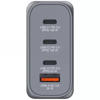 Verbatim GNC-100 GaN laadija 100W, 2 x USB-C PD 100W / 1 x USB-C PD 65W / 1 x USB-A QC 3.0 (EL/UK/US)