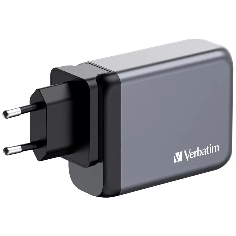 Verbatim GNC-100 GaN laadija 100W, 2 x USB-C PD 100W / 1 x USB-C PD 65W / 1 x USB-A QC 3.0 (EL/UK/US)
