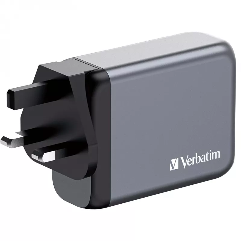 Verbatim GNC-100 GaN laadija 100W, 2 x USB-C PD 100W / 1 x USB-C PD 65W / 1 x USB-A QC 3.0 (EL/UK/US)