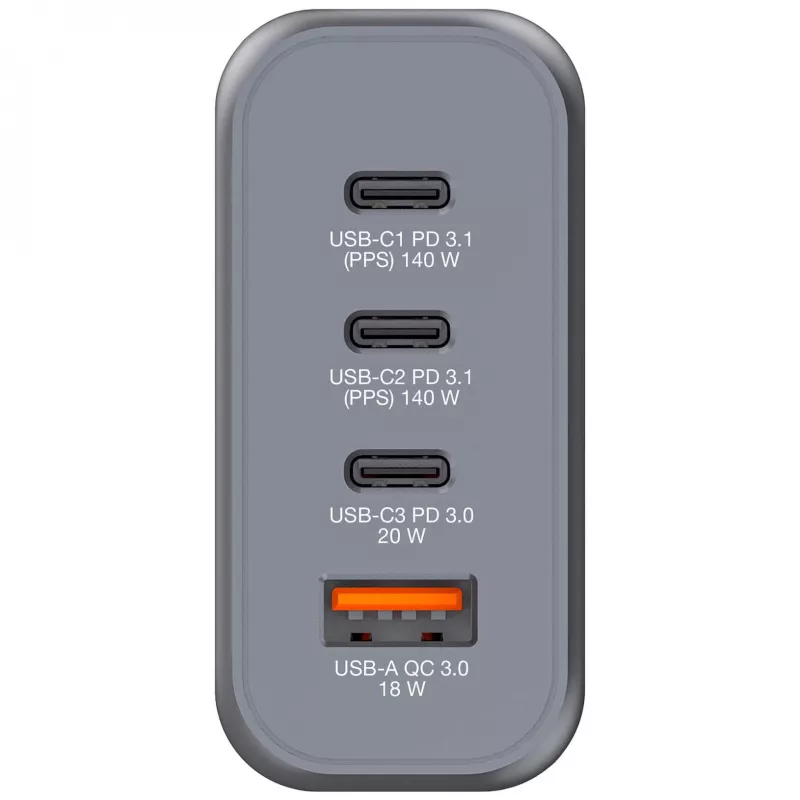 Verbatim GNC-140 GaN laadija 140 W, 2x USB-C PD 140 W / 1x USB-C PD 20 W / 1x USB-A QC 3.0 (EL/ÜK/USA)