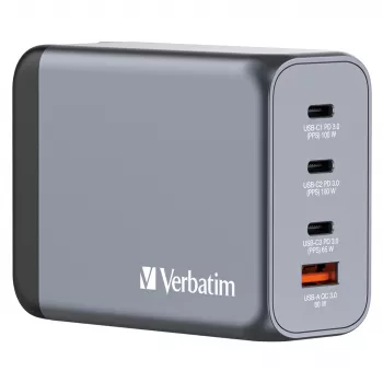 Verbatim GNC-200 GaN laadija 200W, 2x USB-C PD 100W / 1x USB-C PD 65W / 1x USB QC 3.0 (EL/Ühendkuningriik/USA)