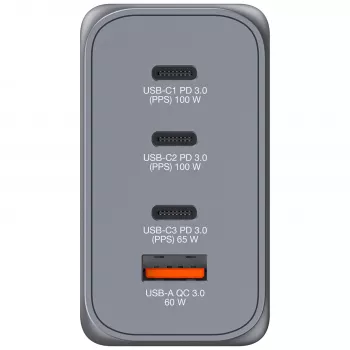 Verbatim GNC-200 GaN laadija 200W, 2x USB-C PD 100W / 1x USB-C PD 65W / 1x USB QC 3.0 (EL/Ühendkuningriik/USA)