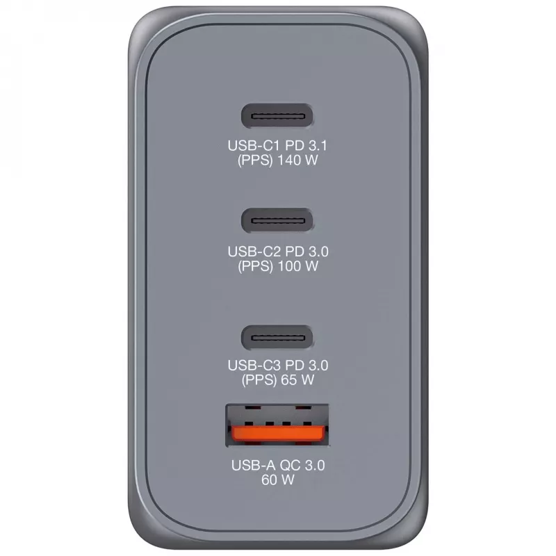 Verbatim GNC-240 GaN laadija 240W, 1x USB-C 140W / 1x USB-C 100W / 1x USB-C 65W / 1x USB-A QC 3.0 (EL/UK/US)