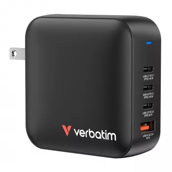 Verbatim Mini GaN laadija 165W 4 porti USA pistikuga koos EL ja UK adapteritega