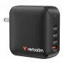 Verbatim Mini GaN laadija 165W 4 porti USA pistikuga koos EL ja UK adapteritega