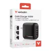 Verbatim Mini GaN laadija 100W 4 porti USA pistikuga koos EL ja UK adapteritega