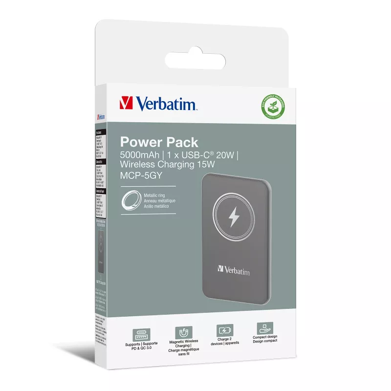 Verbatim Charge 'n' Go Magnetic Wireless Power Bank 5000mAh hall