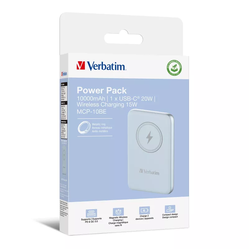 Verbatim Charge 'n' Go Magnetiline juhtmevaba akupank 10000 mAh Sinine