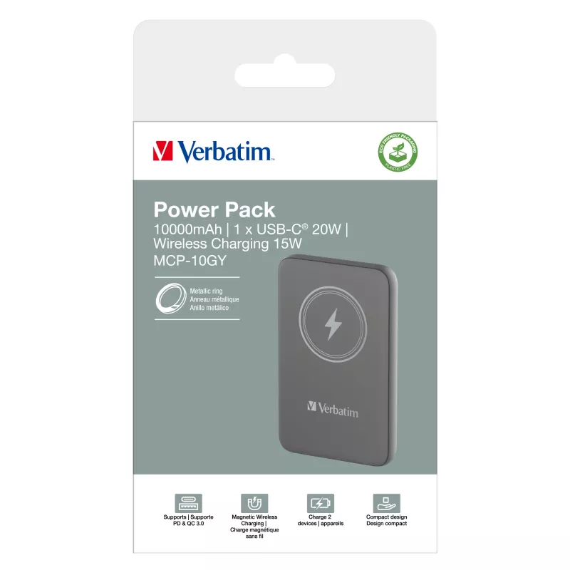 Verbatim Charge 'n' Go magnetiline juhtmevaba akupank 10000 mAh hall