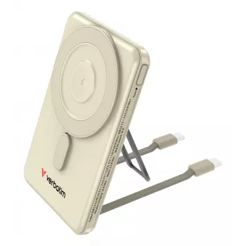 Verbatim Charge'n'G0 2C akupank 5000 mAh kuldne, 5000 mAh, Polümeer, Adaptiivne kiirlaadimine, Power Delivery 3.0, Quick Charge 3.0, Juhtmevaba laadimine, 3.85 V, 20 W