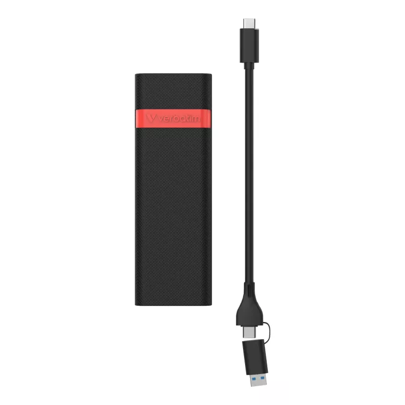Verbatim M.2 NVMe SSD ümbriskomplekt, SSD ümbris, M.2, PCI Express, 10 Gbit/s, USB-ühenduvus, must, punane