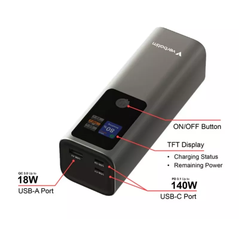 Kaasaskantav aku Verbatim Charge ´n´ Go akupank 27000mAh