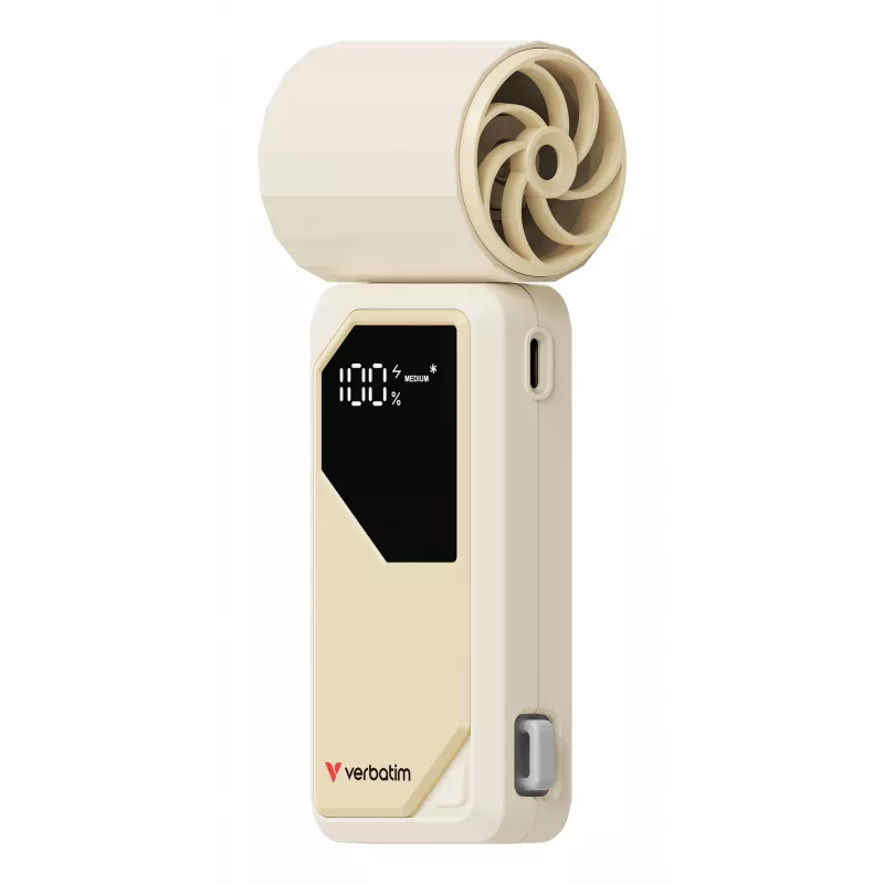 Verbatim Cool’n’Go AirJet käeshoitav ventilaator valge/hõbedane, hõbedane, valge, käeshoitav ventilaator, 1 tk, 6 W, liitiumioon (Li-Ion), 3,7 V