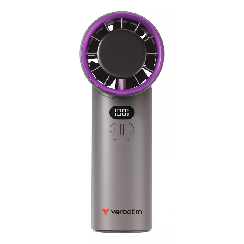 Verbatim Cool’n’Go IceTouch käeshoitav ventilaator hall/lilla, hall, lilla, 1 ventilaator(it), käeshoitav ventilaator, 1 tk, 8 W, liitiumioon (Li-Ion)