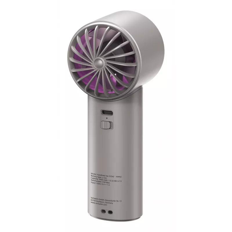 Verbatim Cool’n’Go IceTouch käeshoitav ventilaator hall/lilla, hall, lilla, 1 ventilaator(it), käeshoitav ventilaator, 1 tk, 8 W, liitiumioon (Li-Ion)