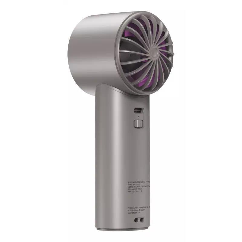 Verbatim Cool’n’Go IceTouch käeshoitav ventilaator hall/lilla, hall, lilla, 1 ventilaator(it), käeshoitav ventilaator, 1 tk, 8 W, liitiumioon (Li-Ion)
