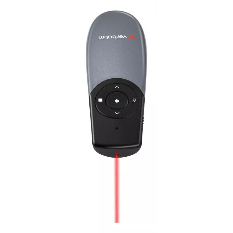 Verbatim Focus juhtmevaba esitlusipult punase laserosutiga, RF, USB, 30 m, must, hõbedane
