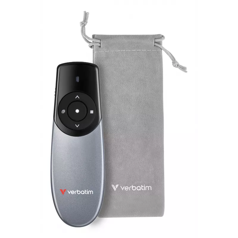 Verbatim Focus juhtmevaba esitlusipult punase laserosutiga, RF, USB, 30 m, must, hõbedane